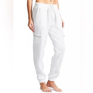 Athleta White Linen Cargo Joggers 2P Petite